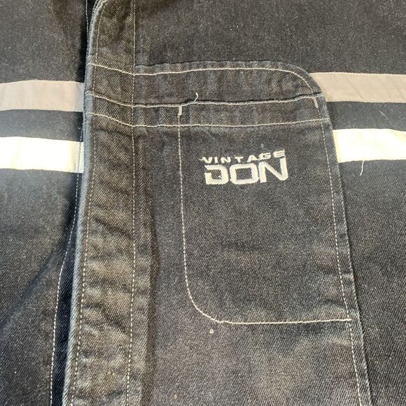VINTAGE DON (3XL) Blsck w/ White Stripes ~ Embroidered DON Logo Black‎ Gray Jean - Picture 2 of 6